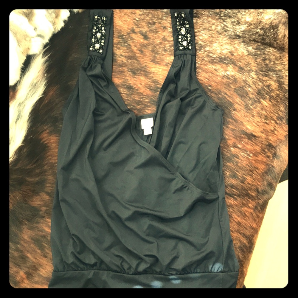 Badgley Mischka Dress Top in Black Sz 6